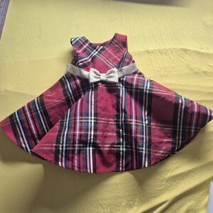 Rare Editions Red Plaid Dress with Gold Accent